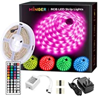 MINGER LED Strip Lights 16.4ft, RGB Color Changing LED Lights for Home, Kitchen, Room, Bedroom, Dorm Room, Bar, with IR…
