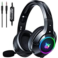 Ajsaki K9 PS4 Gaming Headset, Stereo PS4/PS5 Headset with Microphone, Gaming Headphones with RGB LED Lights, Noise…