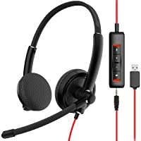NUBWO HW01 USB Headphone/ 3.5mm Computer Headset with Microphone Noise Cancelling, Lightweight PC Headset Wired…