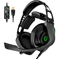 Jeecoo J65 USB Gaming Headset for PC - 7.1 Surround Sound Heavy Bass Headphones with Unique Cushion Pads, Clear and…