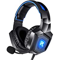 Gaming Headset, PC Headset Surround Sound, Noise Canceling with Mic & LED Light, Compatible with PS5, PS4, Xbox One…