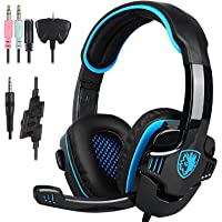 Stereo Gaming Headphone, SADES SA708GT PS4 Gaming Headphone with Microphone (Blue)