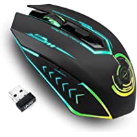 Wireless Gaming Mouse Up to 10000 DPI, UHURU Rechargeable USB Wireless Mouse with 6 Buttons 7 Changeable LED Color…