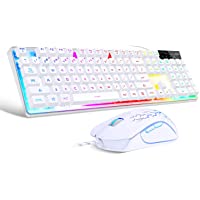 Gaming Keyboard and Mouse Combo, K1 LED Rainbow Backlit Keyboard with 104 Key Computer PC Gaming Keyboard for PC/Laptop…