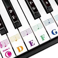 Piano Keyboard Stickers for 88/76/61/54/49 Key. Colorful Bold Large Letter Piano Stickers for Learning.Multi-Color…