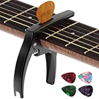 Guitar Capo,TANMUS 3in1 Zinc Metal Capo for Acoustic and Electric Guitars (with Pick Holder and 4Picks),Ukulele,Mandolin…
