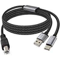 MOSWAG 2in1 USB Printer Cable 3.28FT/1M with USB C to MIDI Cable Printer Cable,USB MIDI Cable USB C to USB B MIDI Cable…