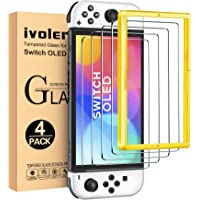 [4 Pack] iVoler Tempered Glass Screen Protector Designed for Nintendo Switch OLED Model 2021 with [Alignment Frame…