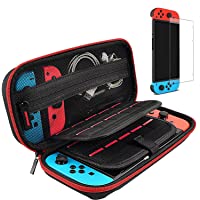 Hestia Goods Switch Case and Tempered Glass Screen Protector Compatible with Nintendo Switch - Deluxe Hard Shell Travel…
