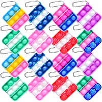 Zxhtwo 16 PCS Mini Pop Fidget Toy Pack Simple Bubble Poping Sensory Keychain Toys, Silicone Squeeze Rainbow Stress…