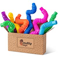 nutty toys 8 pk Pop Tube Sensory Toys - Fine Motor Skills & Learning for Toddlers, Top ADHD Fidget 2021, Unique Kids…