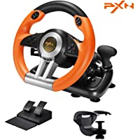 PXN V3III PS4 Gaming Steering Wheel,180° PC Racing Wheel and Dual Motors Vibration,PS4 Racing Wheel with Linear Pedal…