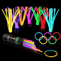 100 Glow Sticks Bulk Party Supplies - Glow in The Dark Fun Party Pack with 8" Glowsticks and Connectors for Bracelets…