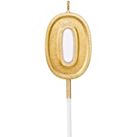 LUTER Gold Glitter Happy Birthday Cake Candles Number Candles Number 0 Birthday Candle Cake Topper Decoration for Party…