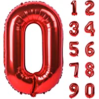40 Inch Red Large Numbers 0-9 Birthday Party Decorations Helium Foil Mylar Big Number Balloon Digital 0