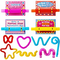 JOYIN 28 Pack Valentines Day Gift Cards with Pop Tube Set for Kids Party Favor