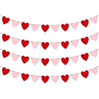 Valentines Day Decoration-3.9 Inches Valentine's Day Decor Heart Banner Pink&Red Pack of 40 NO DIY Valentine's Day Heart…