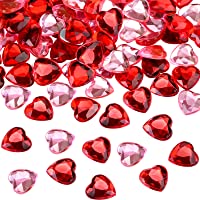Red/Pink Acrylic Heart for Valentines Day, Wedding Heart Table Scatter Decoration, Flat Back Heart Rhinestones, 0.5 Inch…