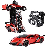 SainSmart Jr. 1:14 Big Remote Control Transform Robot Car, 2 in 1 RC Transforming Vehicles with One Button and Realistic…