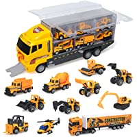 zoordo Construction Truck Toys Sets,11 in 1 Mini Die-Cast Truck Vehicle Car Toy in Carrier Truck,Gifts for 3 + Years Old…