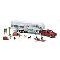 New-Ray Toys Die Cast Pick Up Truck with Camper Trailer and Accessories