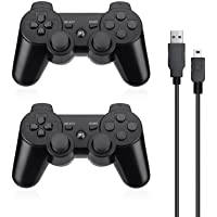 Powerextra Wireless Controller Compatible with PS-3, 2 Pack High Performance Gaming Controller with Upgraded Joystick…