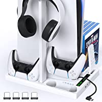 OIVO PS5 Vertical Stand with Controller Charging Station & Suction Cooling Fan, Dual Controller Charger Station, PS5…