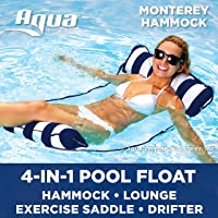 Aqua 4-in-1 Monterey Hammock Inflatable Pool Float, Multi-Purpose Pool Hammock (Saddle, Lounge Chair, Hammock, Drifter…