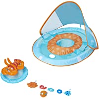 SwimWays Baby Spring Float Activity Center with Canopy - Blue/Orange Lobster