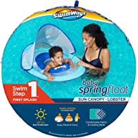 SwimWays Baby Spring Float with Adjustable Canopy and UPF Sun Protection, Blue Lobster
