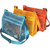 MUYIZI Beach Mesh Bag Beach Shell Bags for Holding Beach Shell ,Toys (Blue&Yellow&Orange，3pack) Multicolored