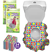 24 Large Disposable Toilet Seat Covers - Portable Potty Seat Covers for Toddlers, Kids, and Adults by Mighty Clean Baby…