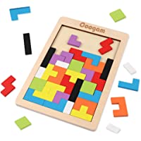 Coogam Wooden Blocks Puzzle Brain Teasers Toy Tangram Jigsaw Intelligence Colorful 3D Russian Blocks Game STEM…