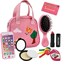 Click N' Play Purse Toy for Girls 2-3 Years Old, Handbag with 8 Pieces including Makeup, Smartphone, Wallet, Keys…