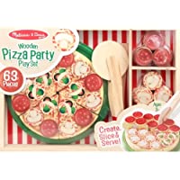 Melissa & Doug Wooden Pizza Play Food Set With 63 Toppings