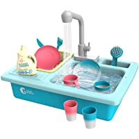 CUTE STONE Color Changing Kitchen Sink Toys, Children Heat Sensitive Electric Dishwasher Playing Toy with Running Water…