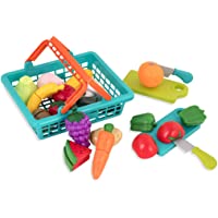 Battat – Farmers Market Basket – Toy Kitchen Accessories – Pretend Cutting Play Food Set for Toddlers 3 Years + (37-Pcs)