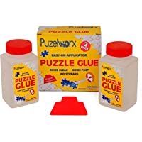 PuzzleWorx Easy-On Applicator Puzzle Glue, Pack of 2, Non Toxic Clear Glue for 1000 Piece Puzzles 4.2 oz Each Bottle…