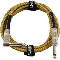 GLS Audio Instrument Cable - Amp Cord for Bass & Electric Guitar - Straight to Right Angle 1/4 Inch Instrument Cable…