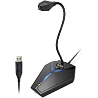 USB Computer Microphone, Plug &Play Desktop Omnidirectional Condenser PC Laptop Mic, Mute Button with LED Indicator…