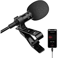 Microphone Professional for iPhone Lavalier Lapel Omnidirectional Condenser Mic Phone Audio Video Recording Easy Clip-on…