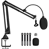 Microphone Arm Stand, TONOR Adjustable Suspension Boom Scissor Mic Stand with Pop Filter, 3/8" to 5/8" Adapter, Mic Clip…