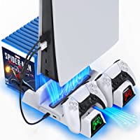 OIVO PS5 Stand with Suction Cooling Fan and Dual Controller Charger Station for Playstation 5 PS5 Console, Suction…