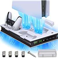 PS5 Stand with Suction Cooling Fan & Dual Controller Charger Station for Sony Playstation 5 PS5 Console& Dualsense, PS5…