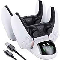 VOYEE Charging Station Compatible with Playstation 5 PS5 Controller, with LED Indicator/Dual Charger (White)