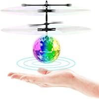 Flying Toy Ball Infrared Induction RC Flying Toy Built-in LED Light Disco Helicopter Shining Colorful Flying Drone…