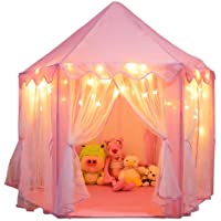 Orian Princess Castle Playhouse Tent for Girls with LED Star Lights – Indoor & Outdoor Large Kids Play Tent for…