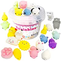 24pcs Mochi Squishy Toys Set with Storage Box, Mini Squishies Kawaii Animal Squishys Party Favors for Kids，Stress…