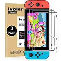[3 Pack] Screen Protector Tempered Glass for Nintendo Switch, iVoler Transparent HD Clear Anti-Scratch Screen Protector…