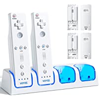 VOYEE Charging Station for Wii Remote Controller, with 4 Rechargeable 2800 mAh Battery Packs & USB Cable, 4-in-1…